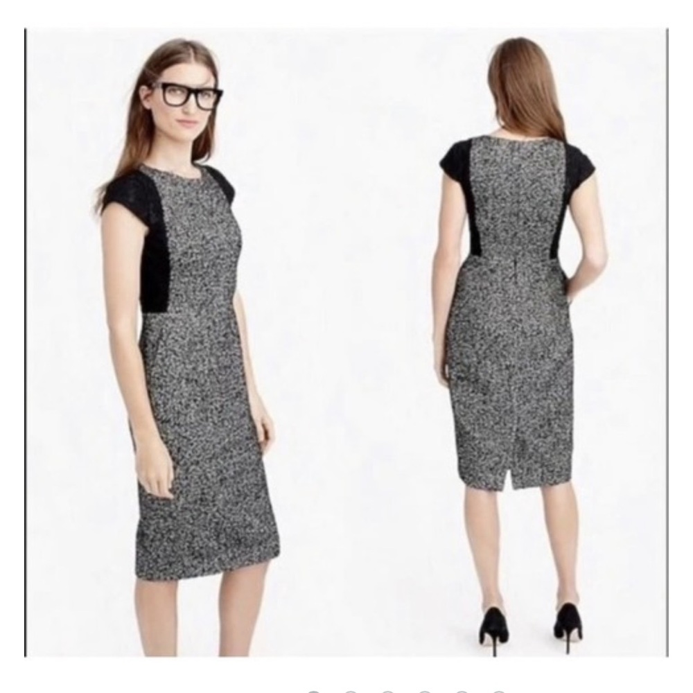 J Crew Tweed Sheath Dress with Lace size 8